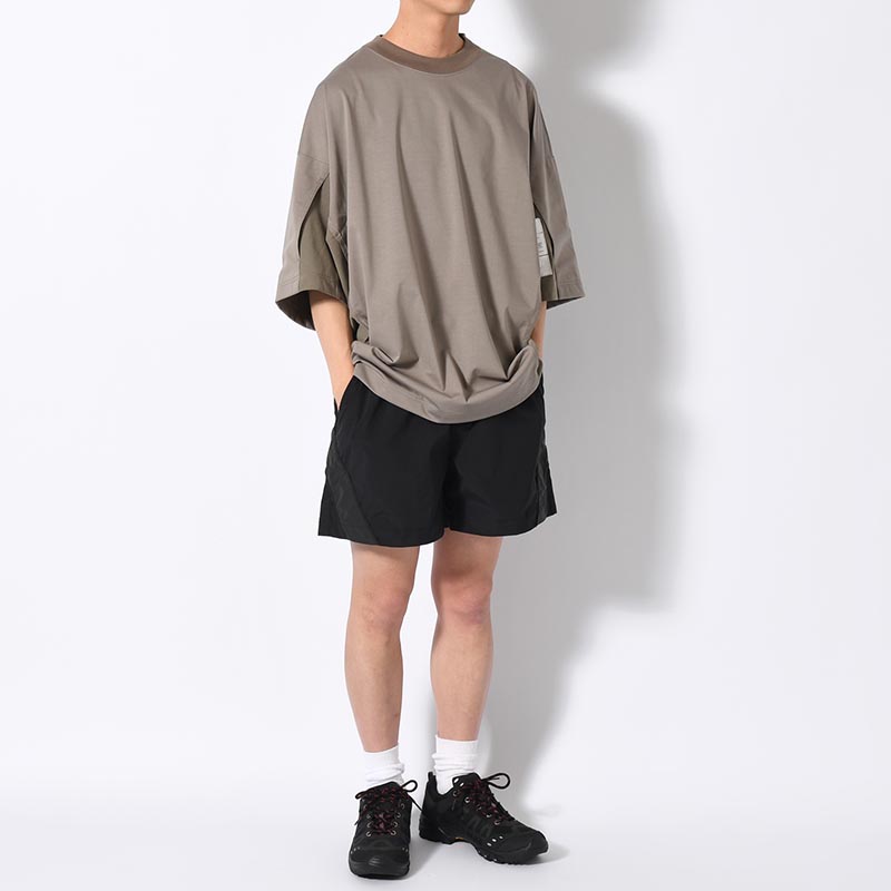 CREW NECK HALF SLEEVE TEE -BEIGE-