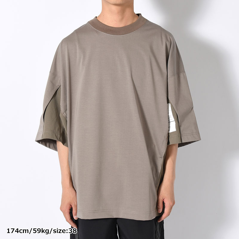 CREW NECK HALF SLEEVE TEE -BEIGE-