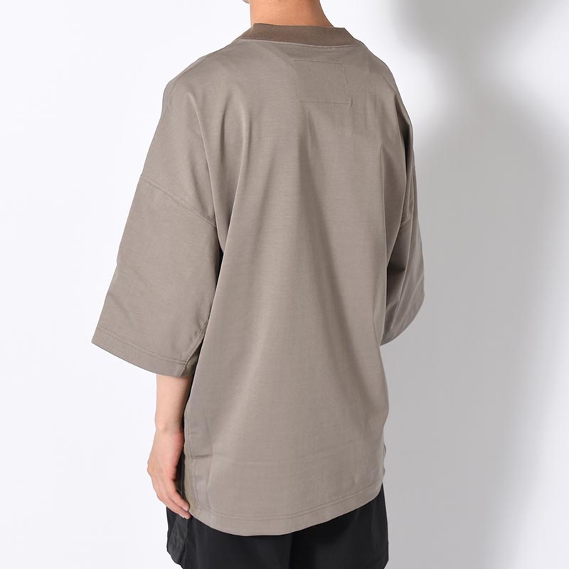 CREW NECK HALF SLEEVE TEE -BEIGE-