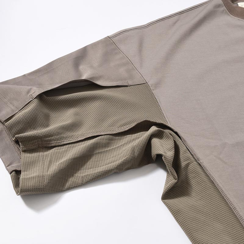 CREW NECK HALF SLEEVE TEE -BEIGE-