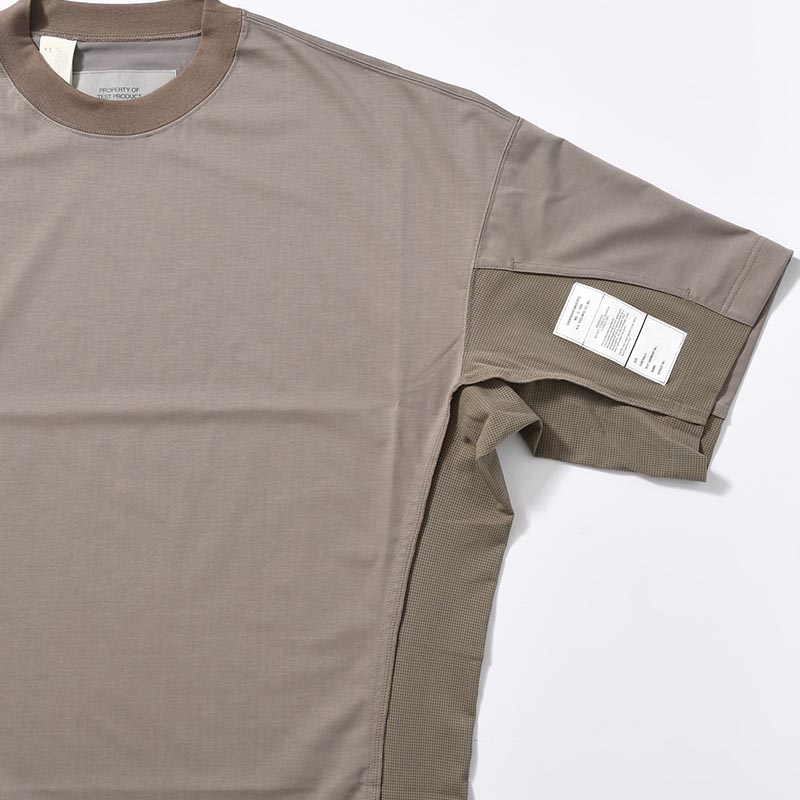 CREW NECK HALF SLEEVE TEE -BEIGE-