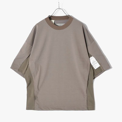 CREW NECK HALF SLEEVE TEE -BEIGE-