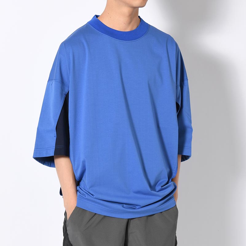 CREW NECK HALF SLEEVE TEE -BLUE-