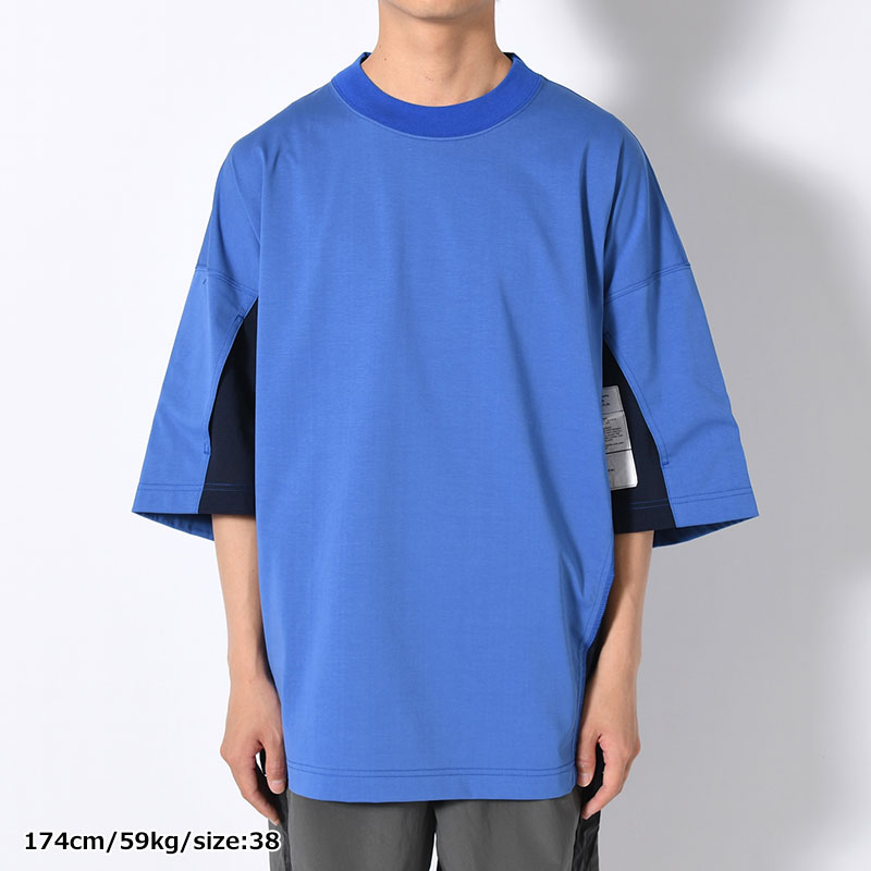 CREW NECK HALF SLEEVE TEE -BLUE-