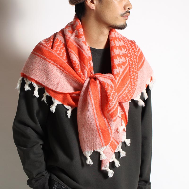 BIG STOLE AFGHAN -ORANGE-