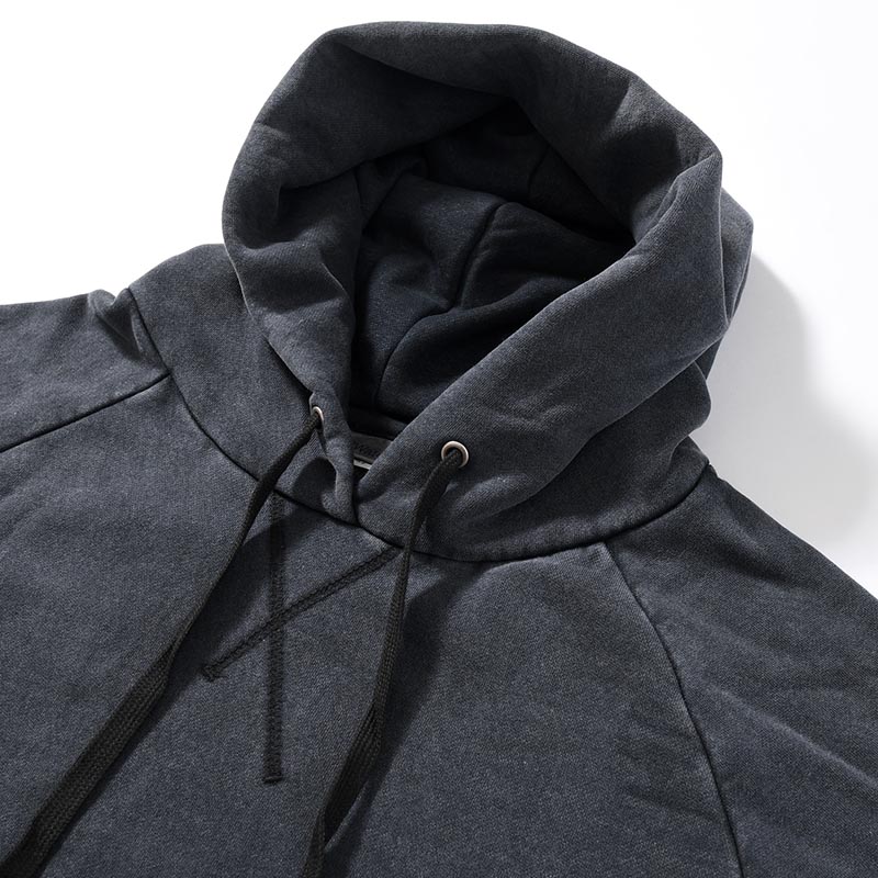 RESEARCHED HOODED PULLOVER C/P FLEECE -BLACK-