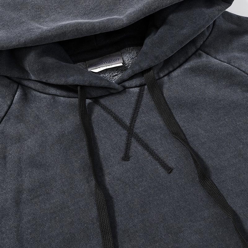 RESEARCHED HOODED PULLOVER C/P FLEECE -BLACK-