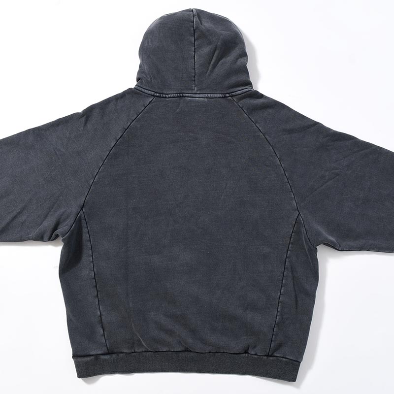 RESEARCHED HOODED PULLOVER C/P FLEECE -BLACK-