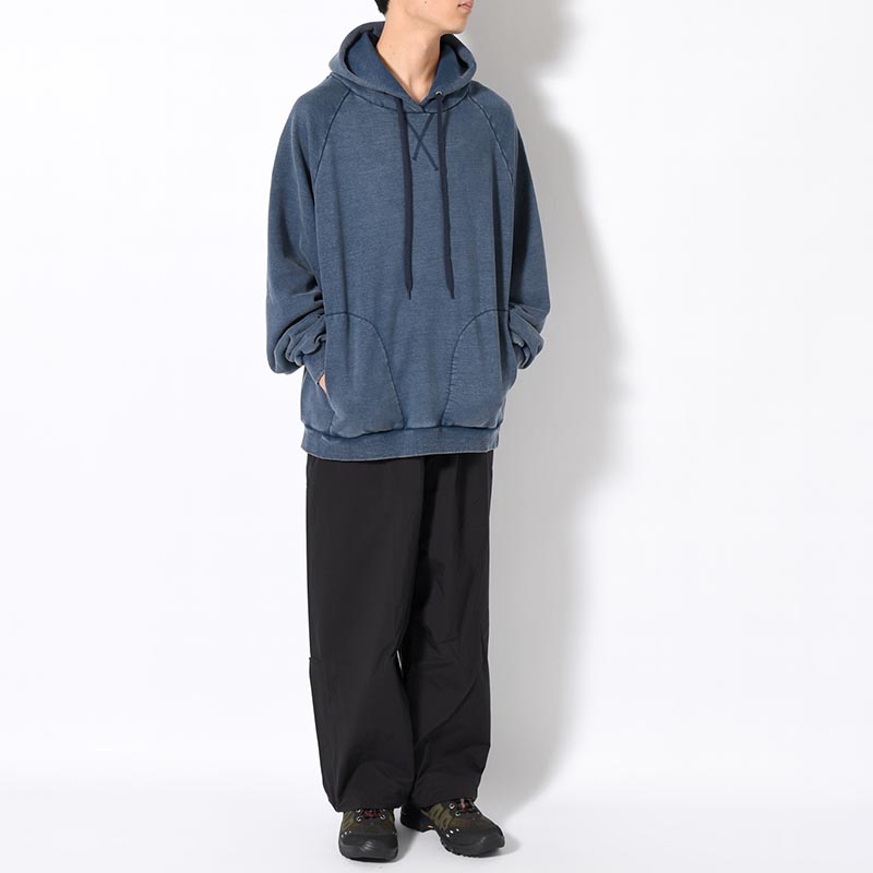 RESEARCHED HOODED PULLOVER C/P FLEECE -BLUE-