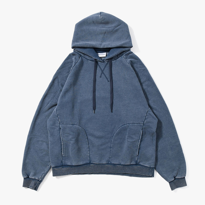 RESEARCHED HOODED PULLOVER C/P FLEECE -BLUE-