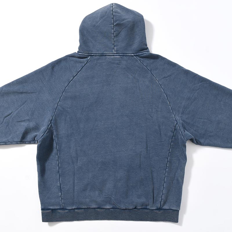 RESEARCHED HOODED PULLOVER C/P FLEECE -BLUE-