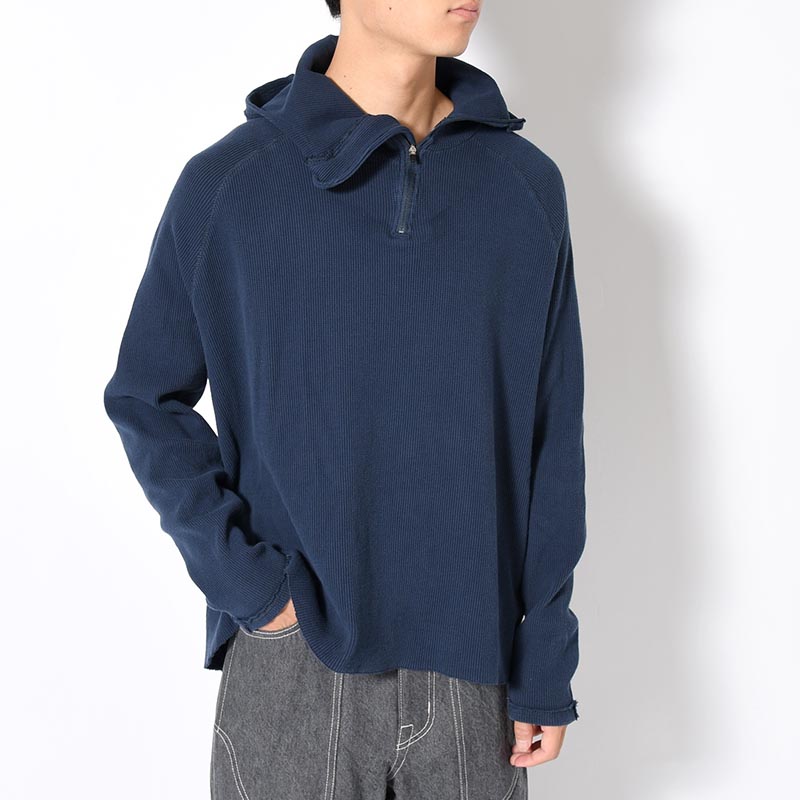 ORGANIZED H.ZIP PULLOVER C.THERMAL -BLUE-