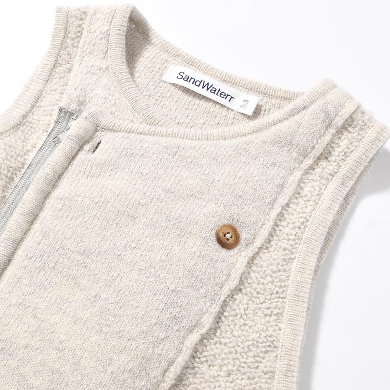 RESEARCHED KNIT VEST LAMBS WOOL YARN -OFF-