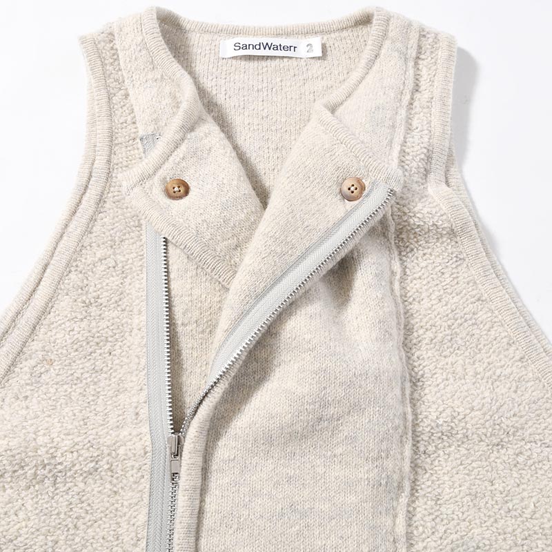 RESEARCHED KNIT VEST LAMBS WOOL YARN -OFF-