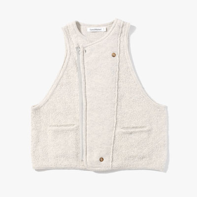 RESEARCHED KNIT VEST LAMBS WOOL YARN -OFF-