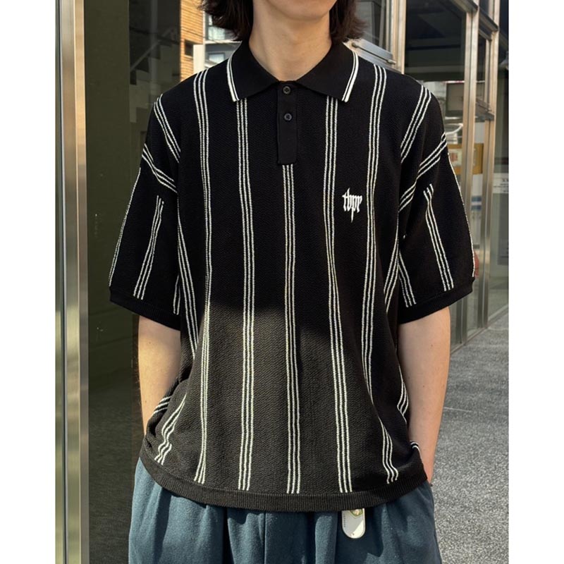 STRIPE KNIT POLO -2.COLOR-