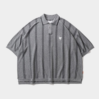 STRIPE KNIT POLO -2.COLOR-