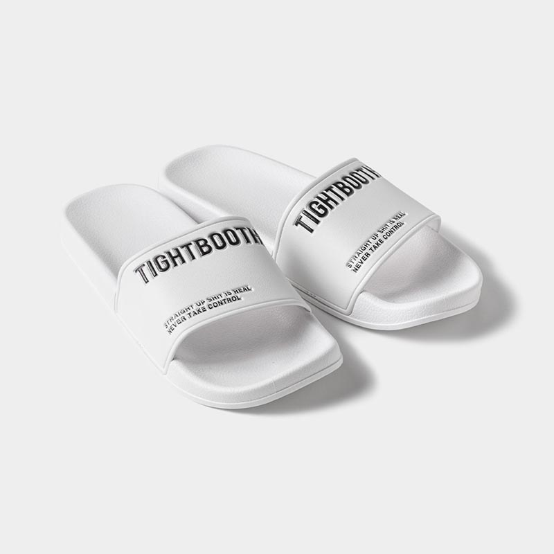 LABEL LOGO SLIDE SANDAL -WHITE-