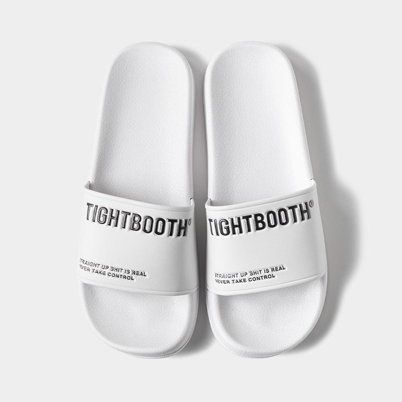 LABEL LOGO SLIDE SANDAL -WHITE-