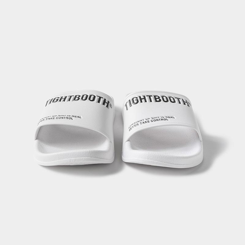 LABEL LOGO SLIDE SANDAL -WHITE-