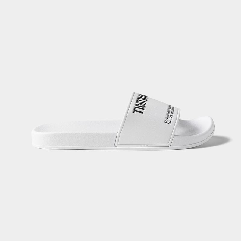 LABEL LOGO SLIDE SANDAL -WHITE-