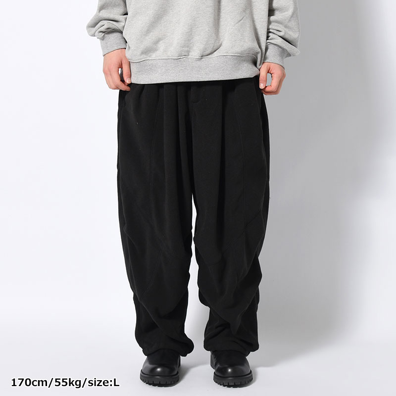 FLEECE BALLOON PANTS -BLACK-