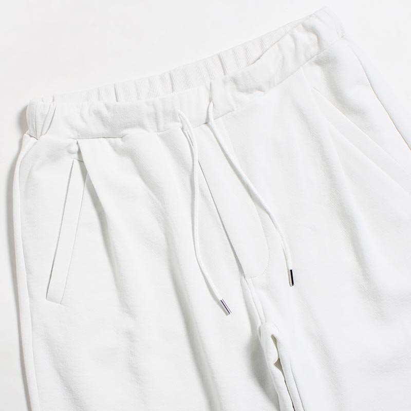 DRY COTTON LOOP BACK PLEAT TRACK TROUSER -WHITE-