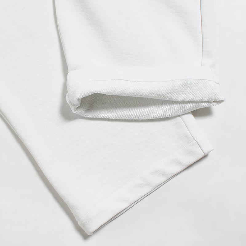 DRY COTTON LOOP BACK PLEAT TRACK TROUSER -WHITE-