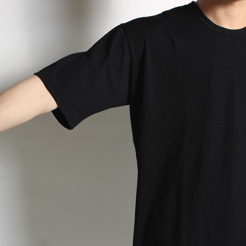 FINE WOOL JERSEY CREW NECK T-SHIRT -BLACK-