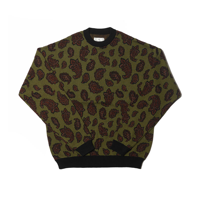 PAISLEY CREW KNIT -3.COLOR-(OLIVE)