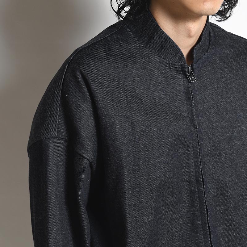 DENIM STAND COLLAR BLOUSON -DEEP BLUE-