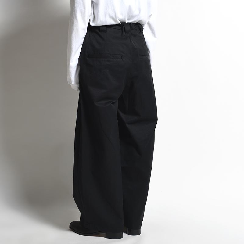 KNEE WIDE PANTS FINX COTTON -BLACK-