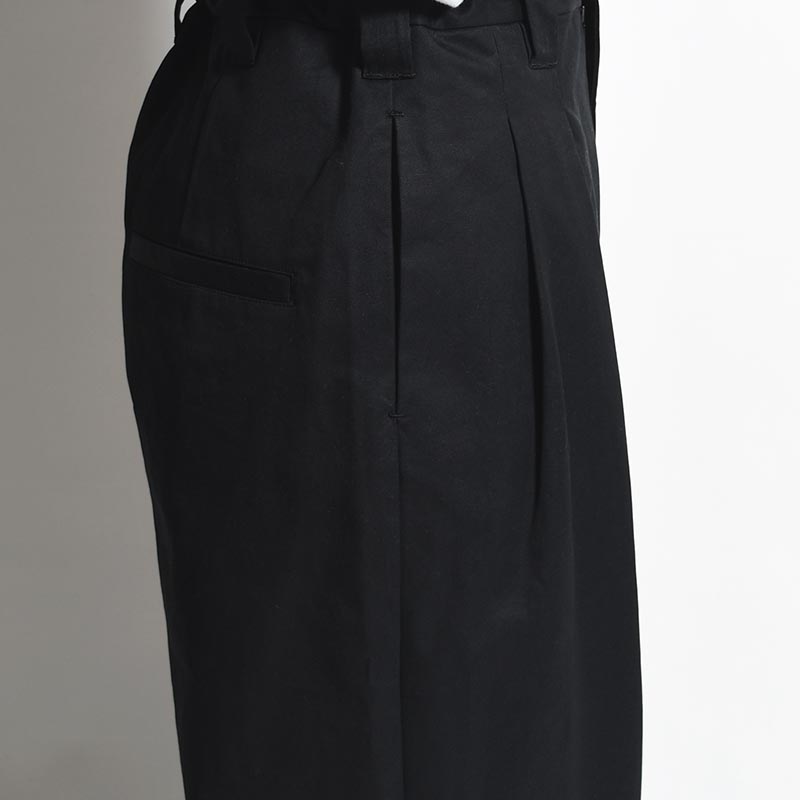 KNEE WIDE PANTS FINX COTTON -BLACK-