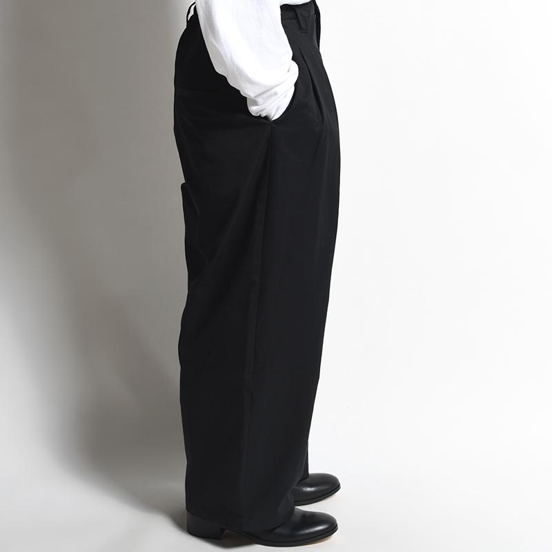 KNEE WIDE PANTS FINX COTTON -BLACK-