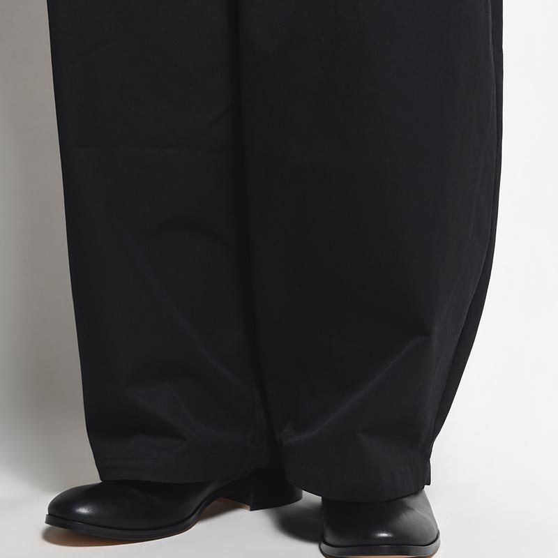 KNEE WIDE PANTS FINX COTTON -BLACK-