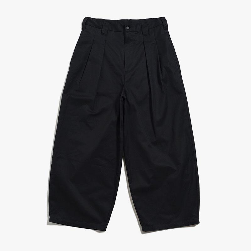 KNEE WIDE PANTS FINX COTTON -BLACK-