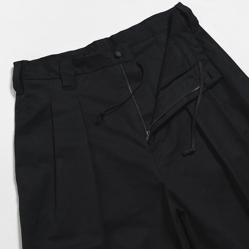 KNEE WIDE PANTS FINX COTTON -BLACK-