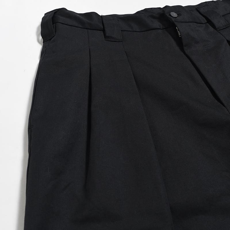 KNEE WIDE PANTS FINX COTTON -BLACK-