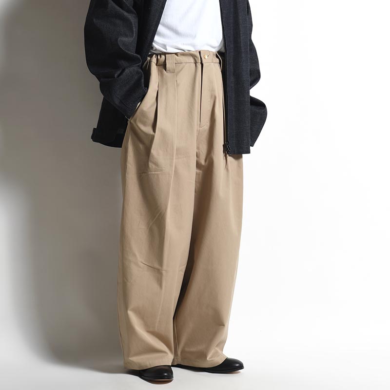 KNEE WIDE PANTS FINX COTTON -CAMEL-