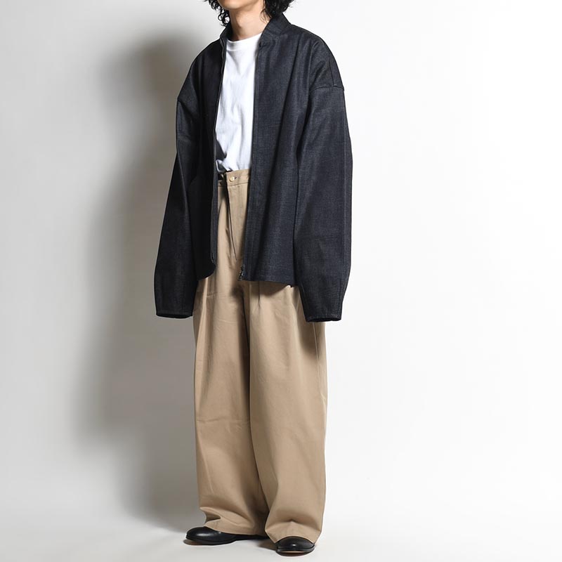 KNEE WIDE PANTS FINX COTTON -CAMEL-