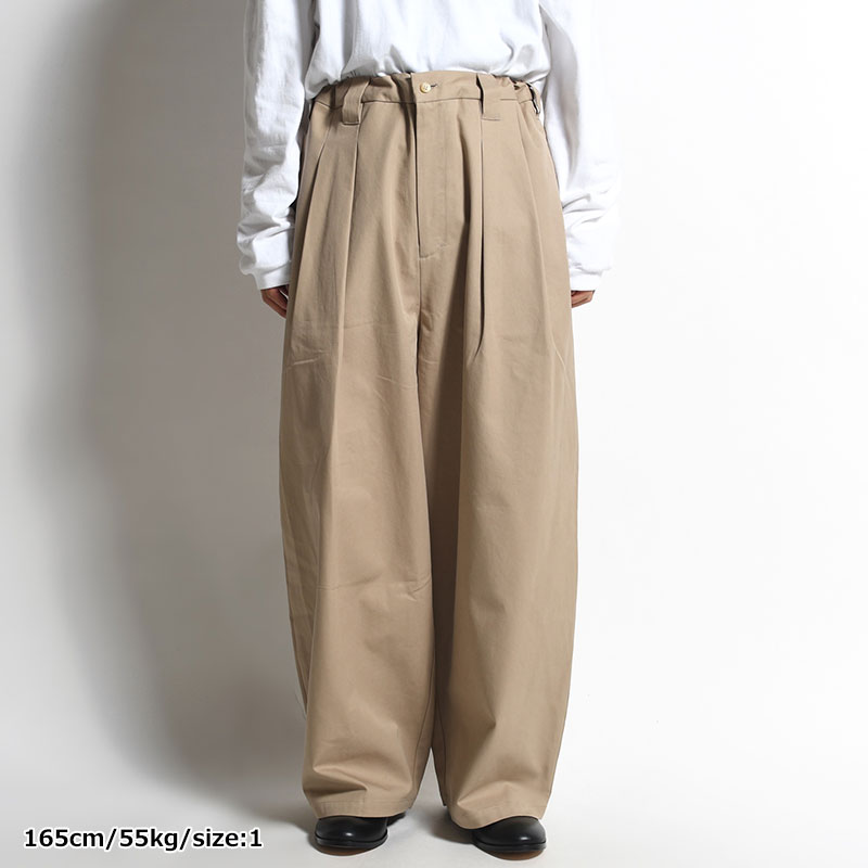 KNEE WIDE PANTS FINX COTTON -CAMEL-