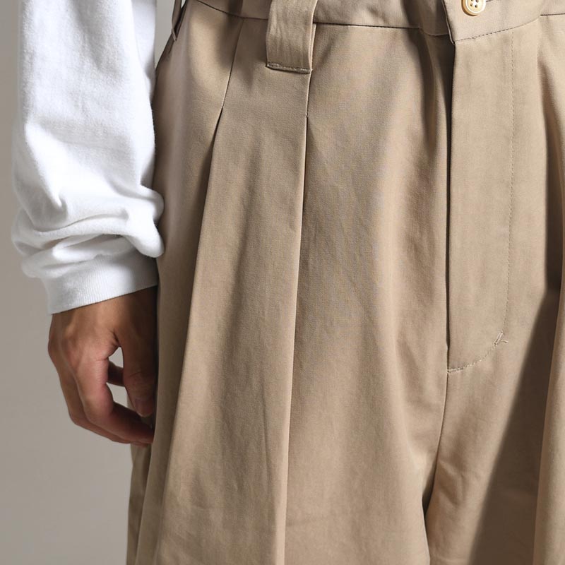 KNEE WIDE PANTS FINX COTTON -CAMEL-