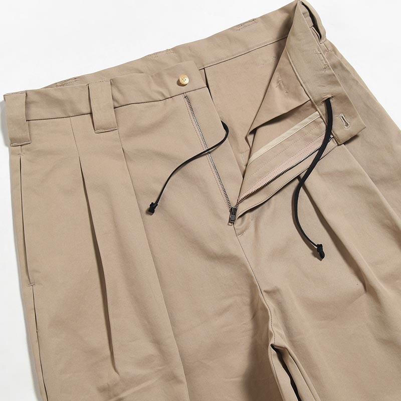 KNEE WIDE PANTS FINX COTTON -CAMEL-