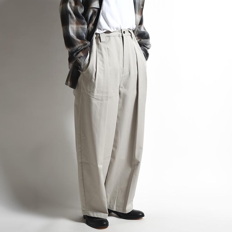 KNEE WIDE PANTS FINX COTTON -CHALK-