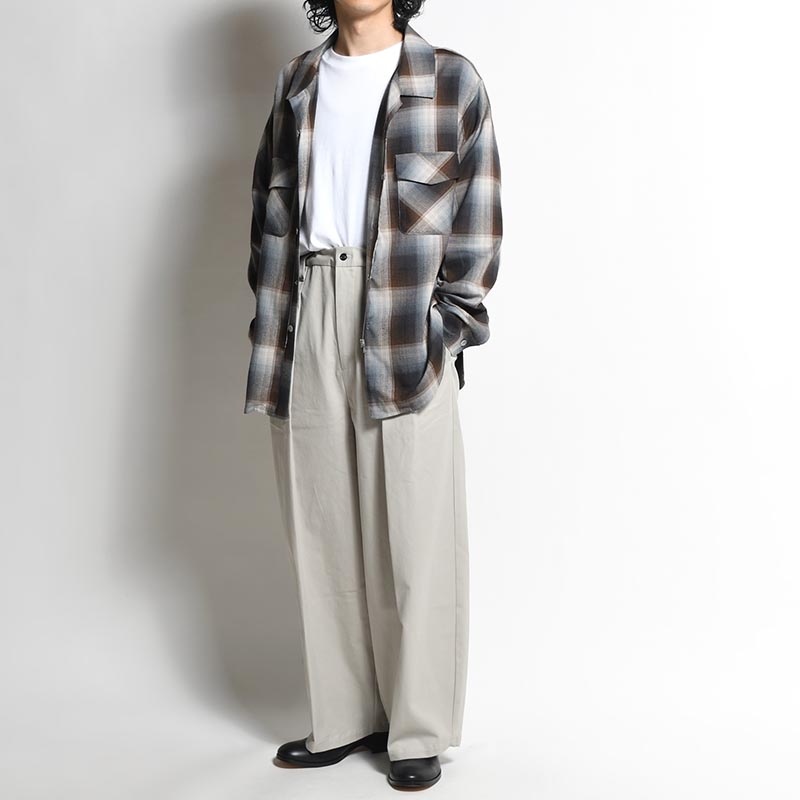 KNEE WIDE PANTS FINX COTTON -CHALK-