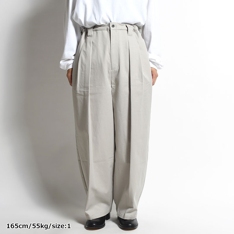 KNEE WIDE PANTS FINX COTTON -CHALK-