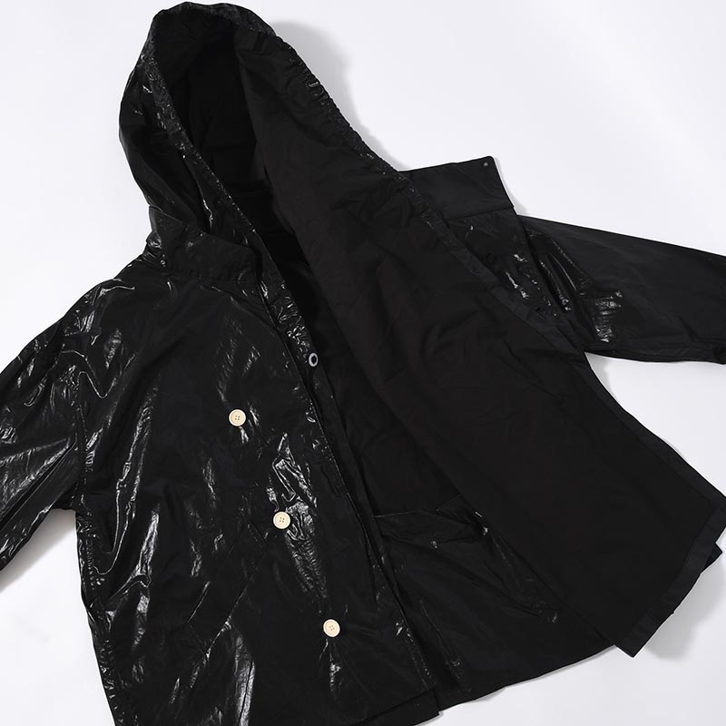 LAYERED PARACHUTE JACKET -BLACK-