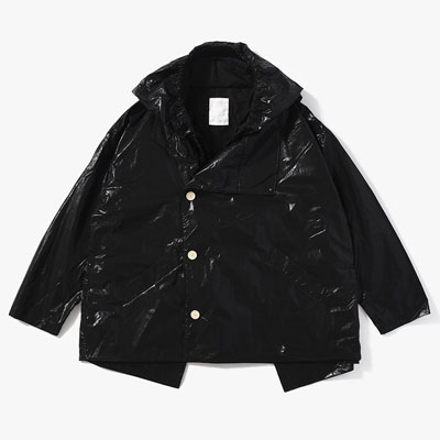 LAYERED PARACHUTE JACKET -BLACK-