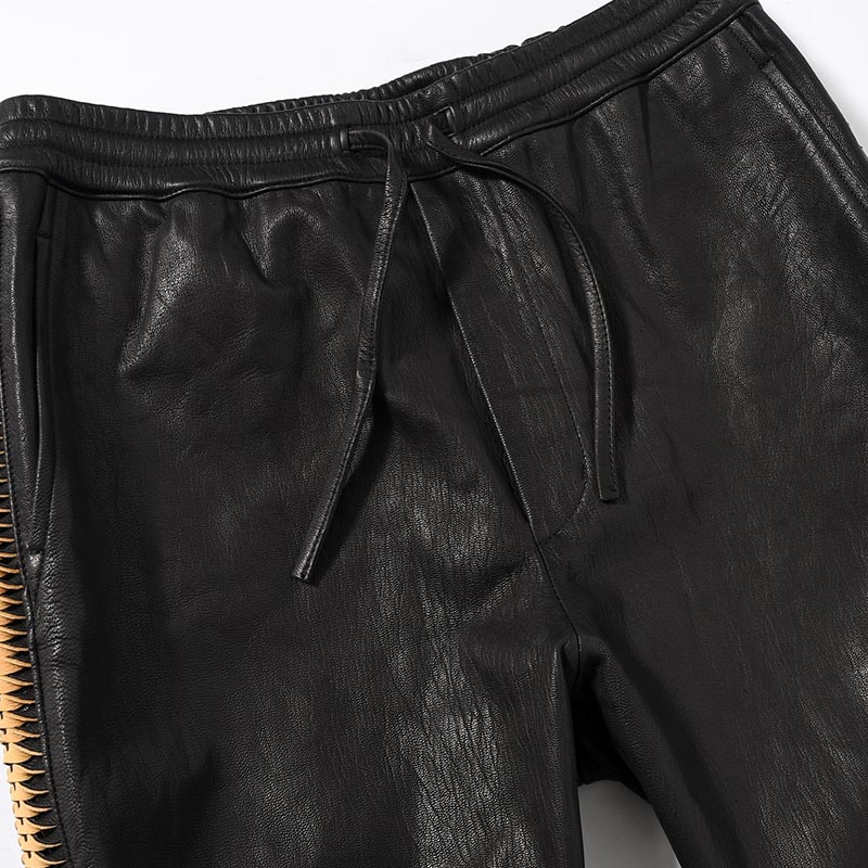 LEATHER SHARK PANTS -BLACK-