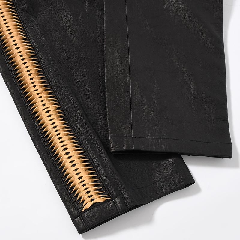 LEATHER SHARK PANTS -BLACK-